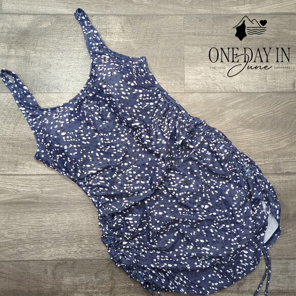 Eomenie Drawstring Swimdress One Piece Swimsuit Size L - Picture 3 of 7